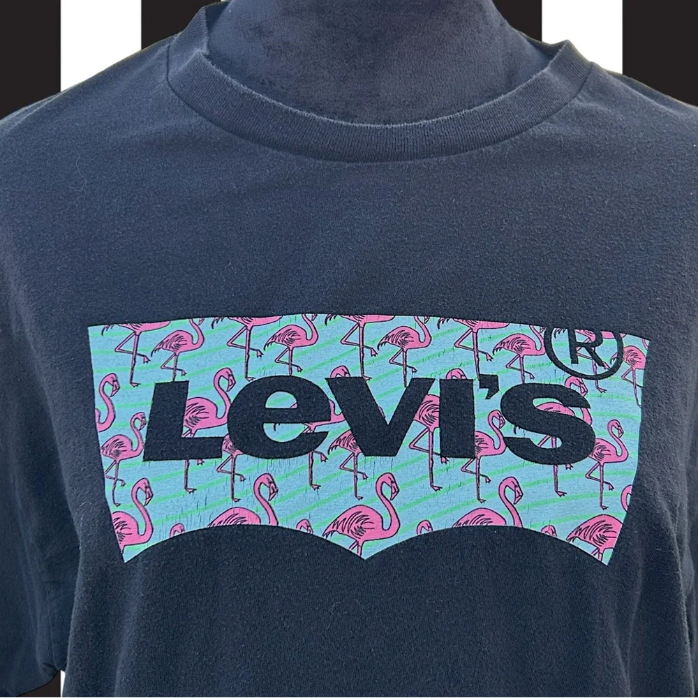 Levi's Men's Flamingo Logo Graphic Tee T Shirt Black Size Large